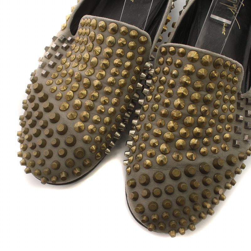  Giuseppe Zanotti дизайн GIUSEPPE ZANOTTI DESIGN туфли без застежки обувь кожа замша заклепки 41 26cm серый Gold цвет 