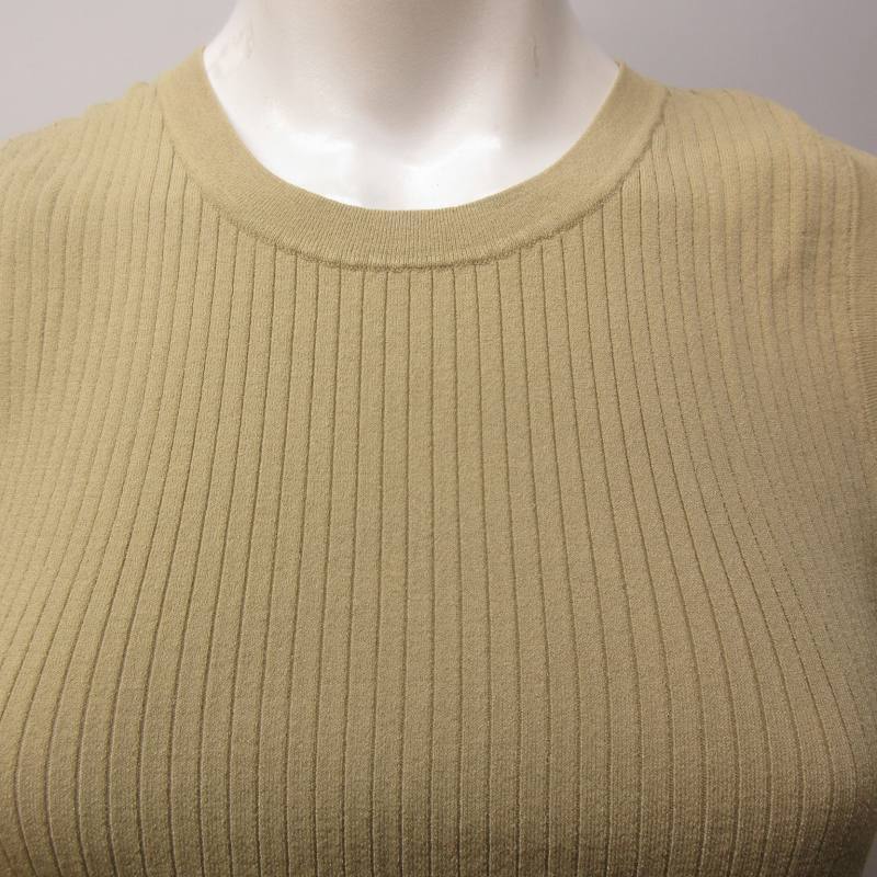 セオリー theory 美品 19SS CREPE KNIT RIB MIX PEPLUM リブ ニット カットソー クルーネック ノースリーブ ベージュ S 0326 ■023 レディの画像4