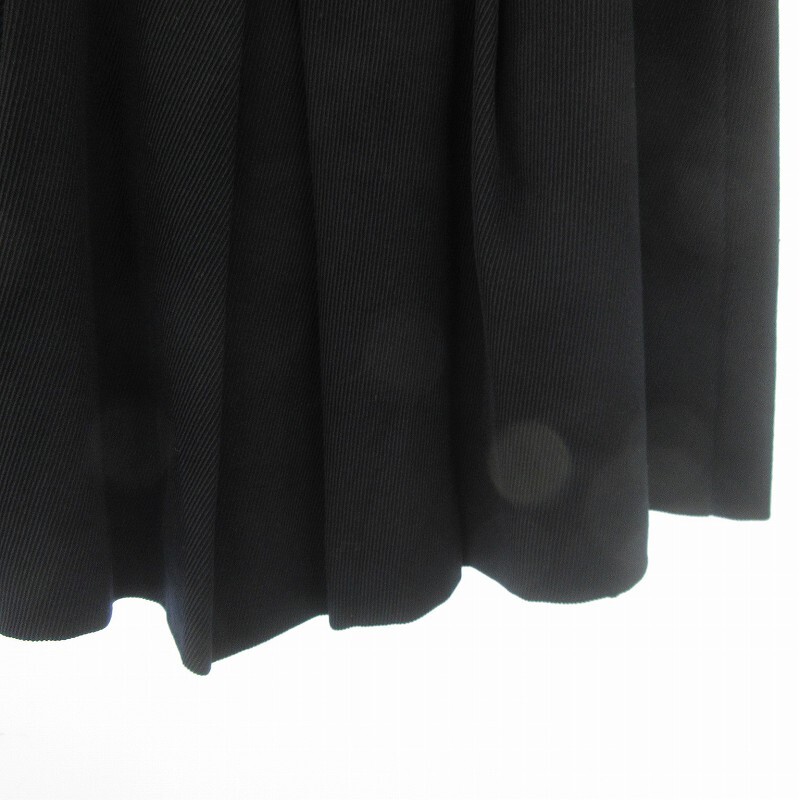 プラダ PRADA 07年 ウール ギャザースカート プリーツ ブラック 黒 42 約XL レディース_画像3