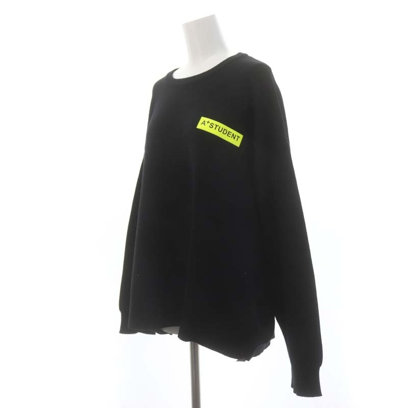  Zara ZARA A+STUDENT вязаный свитер длинный рукав тянуть over M чёрный черный желтый желтый /YQ #OS женский 