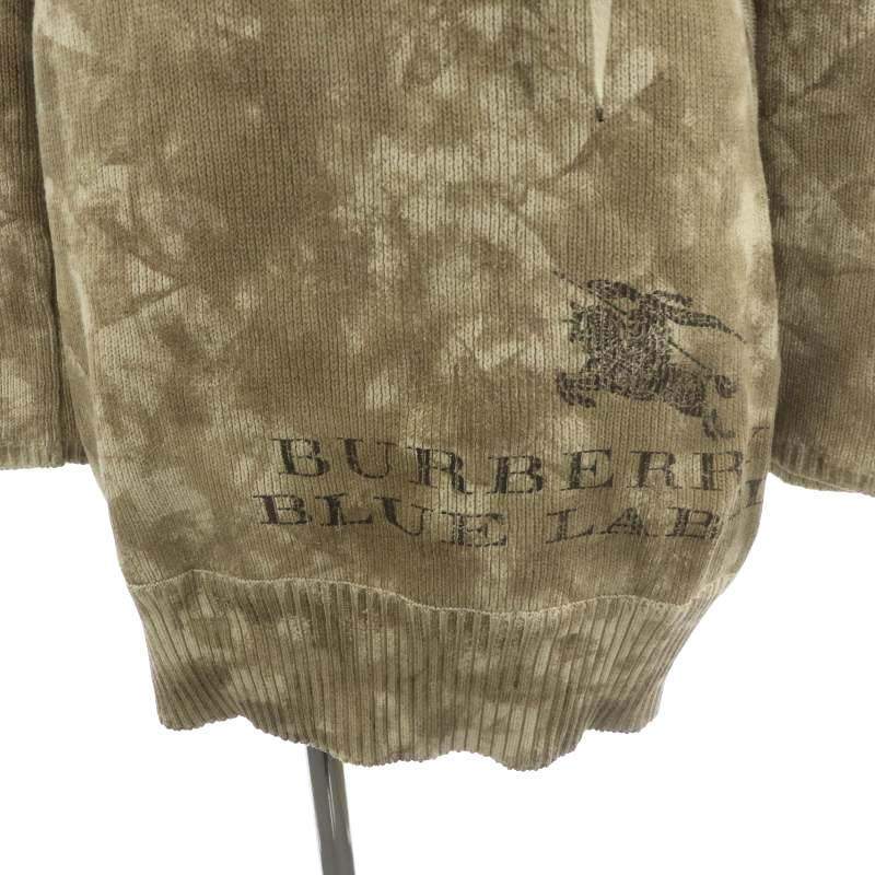 バーバリーブルーレーベル BURBERRY BLUE LABEL フード付きプリントニットワンピース 長袖 ミニ パーカー コットン 38 ベージュの画像6