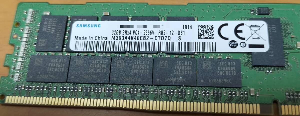 ★ジャンク★メモリ SAMSUNG 32GB M393A4K40CB2-CTD7Q DDR4-2666 ECC RDIMM 2Rx4 PC4-21300V-R CL19 サーバーメモリ 4枚セット_画像2