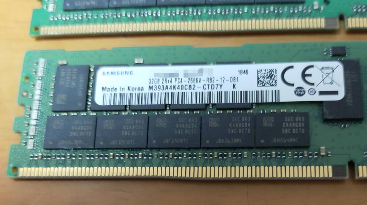 ★ジャンク★メモリ SAMSUNG 32GB M393A4K40CB2-CTD7Q DDR4-2666 ECC RDIMM 2Rx4 PC4-21300V-R CL19 サーバーメモリ 4枚セット_画像2