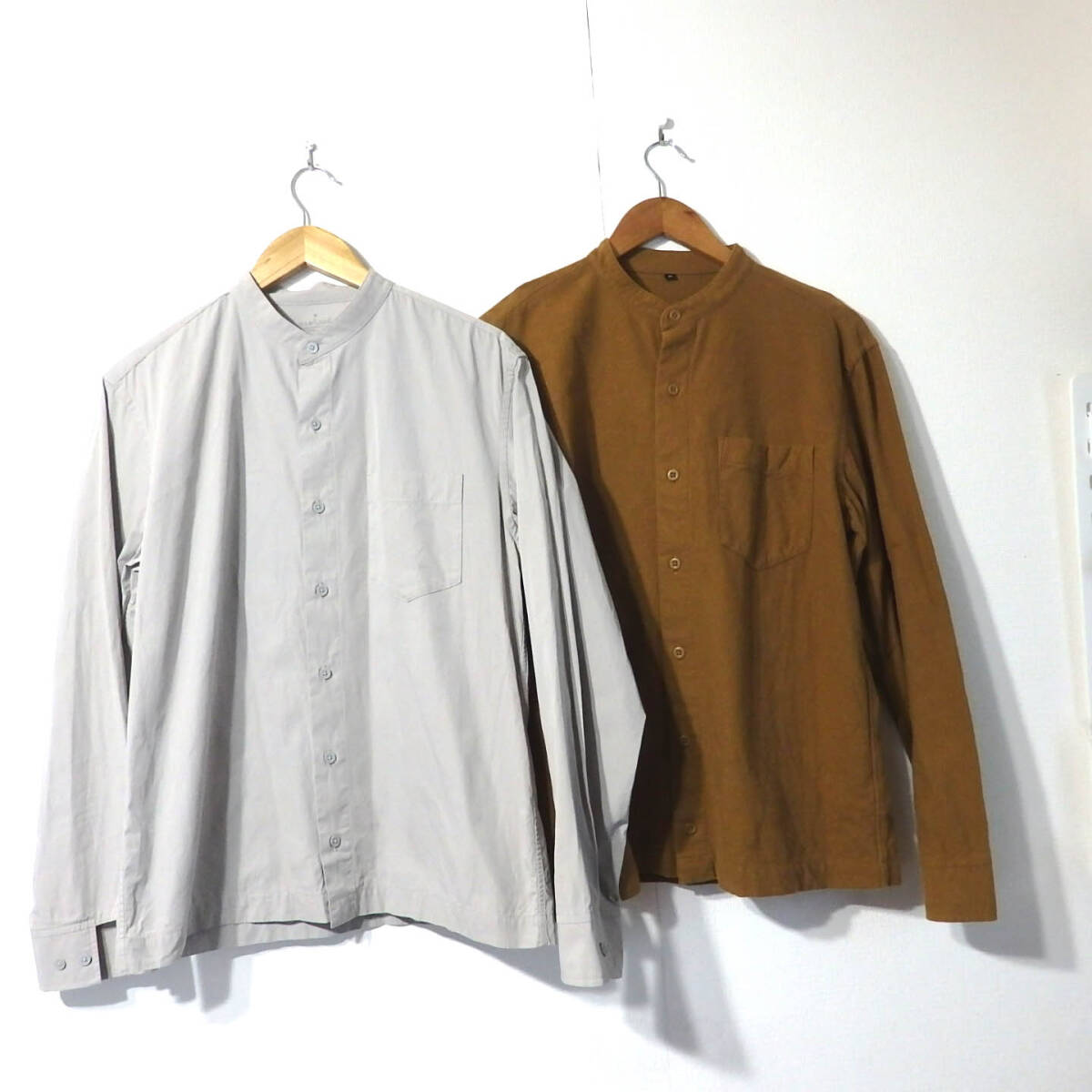 【送料無料】無印良品スタンドカラーシャツ２枚セット/メンズMサイズ MUJI の画像1