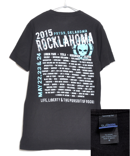 GS7764 ROCKLAHOMA Tシャツ M 肩45 2015 音楽フェス メール xq_画像2