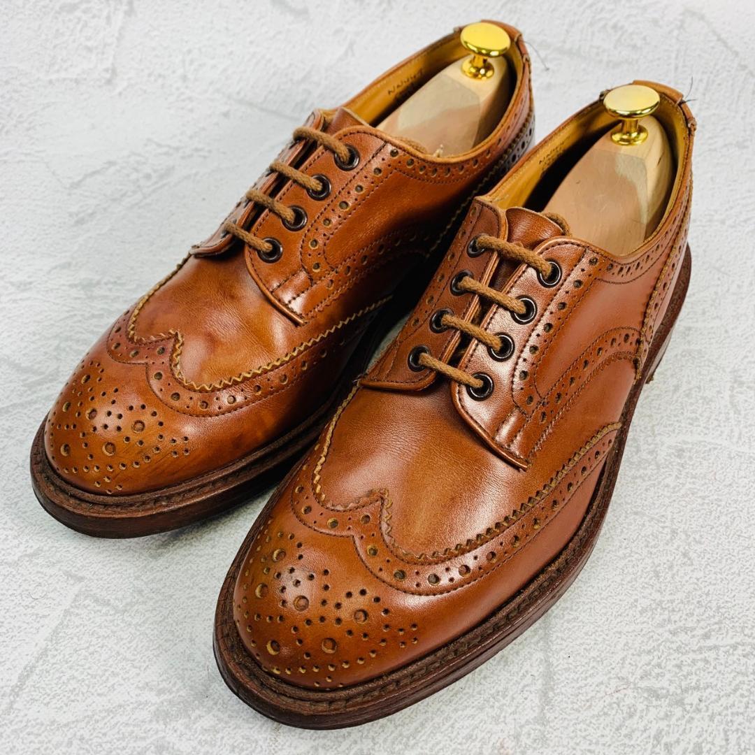 【人気】トリッカーズ Tricker's バートン ウィング レザーソール 茶 ブラウン 7-5 25.5cm カントリー メダリオン 外羽根 ジャケパン_画像1