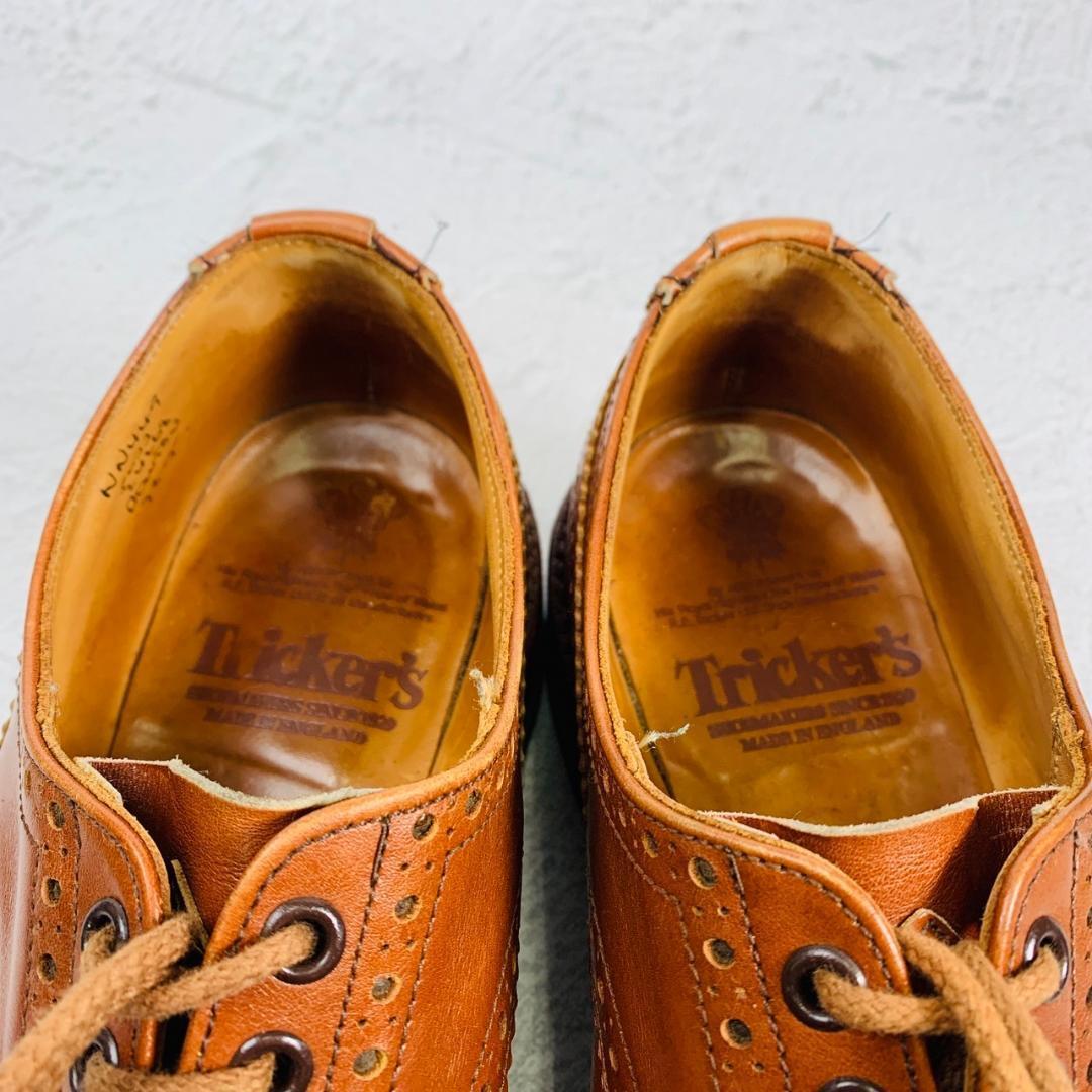 【人気】トリッカーズ Tricker's バートン ウィング レザーソール 茶 ブラウン 7-5 25.5cm カントリー メダリオン 外羽根 ジャケパン_画像3