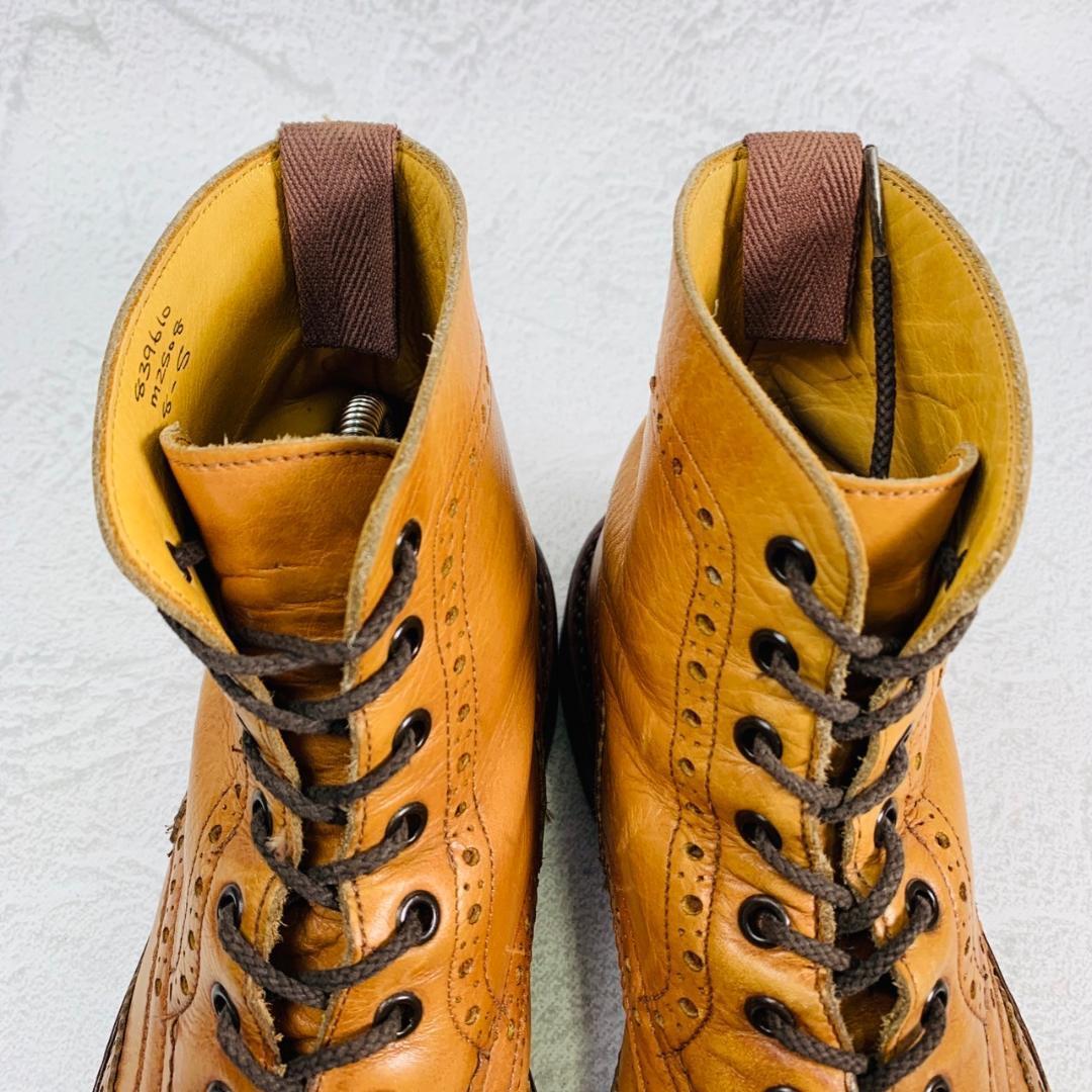 【春靴】トリッカーズ Tricker's モールトン ショートブーツ 茶 ブラウン 2508 8-5 26.5cm 英国製 アイレット ビンテージ メダリオン_画像3