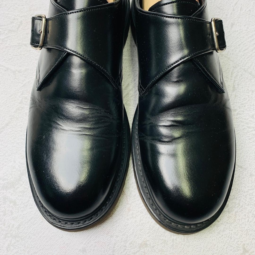 【希少・良品】フットザコーチャー foot the coacher シングルモンク レザー フラット 黒 ブラック 27cm プレーントゥ ドレス カジュアル_画像2