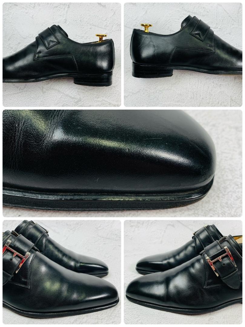 【良品】マグナーニ MAGNANNI シングルモンク ロングノーズ 革靴 黒 ブラック 39 24.5cm スクエア 高級 上位ライン スペイン マッケイ_画像8