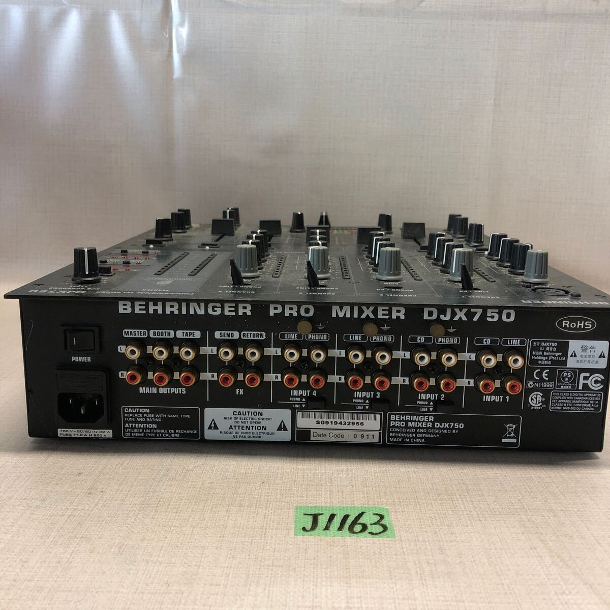 (J1163) Behringer ベリンガー PRO MIXER DJX750 DJミキサー 本体のみの画像5