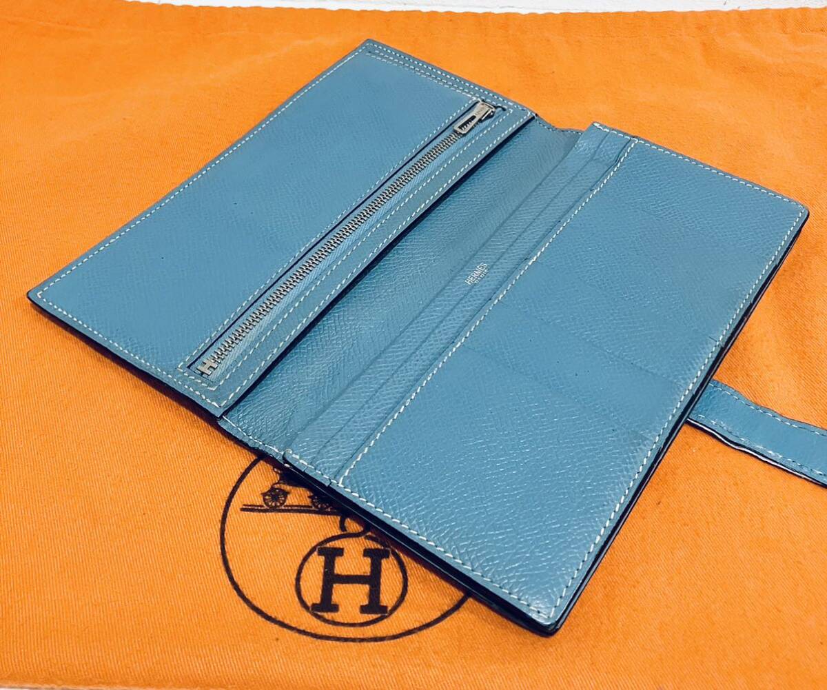 HERMES 極上美品 べアン レザー 長財布 ヴォーエプソン □kの画像9