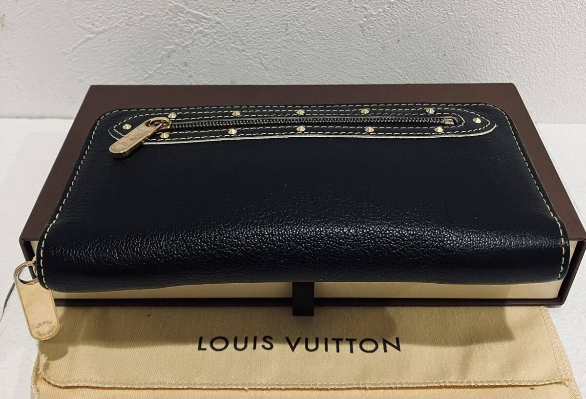 LOUIS VUITTON ★ 新品同様 ルイヴィトン レザー ジッピーウォレット 黒 高級ライン スハリライン ブラック 長財布_画像4