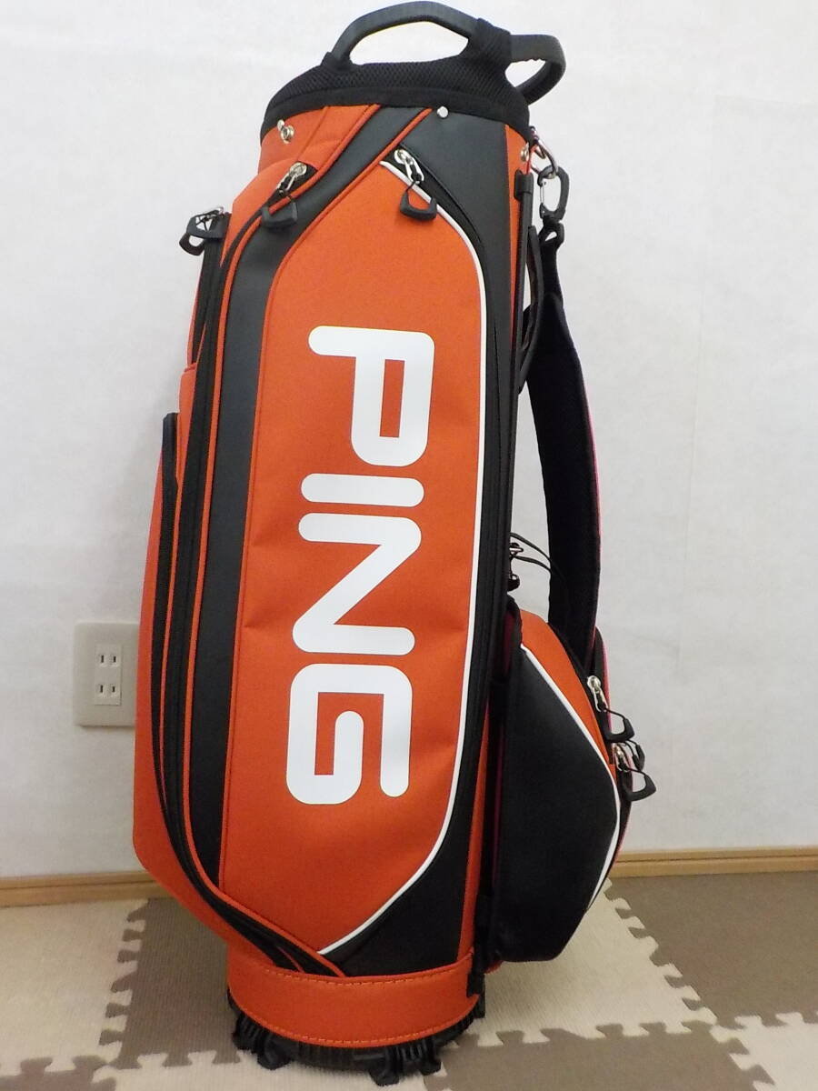 中古キャディバッグ PING ピン エレべーター ポケット キャディバッグ CB-P2304 オレンジ 8.5型 3.3kg 5分割の画像3