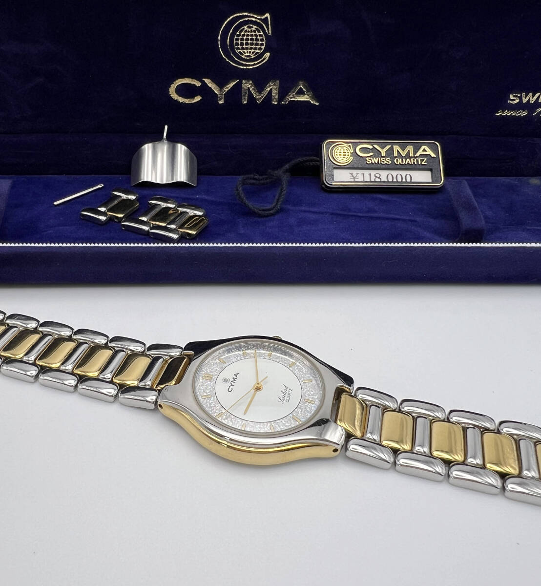 稼働 箱/コマ3付 CYMA シーマ シーロード 413 マルチカラー/ホワイト文字盤 クォーツ レディース腕時計の画像2