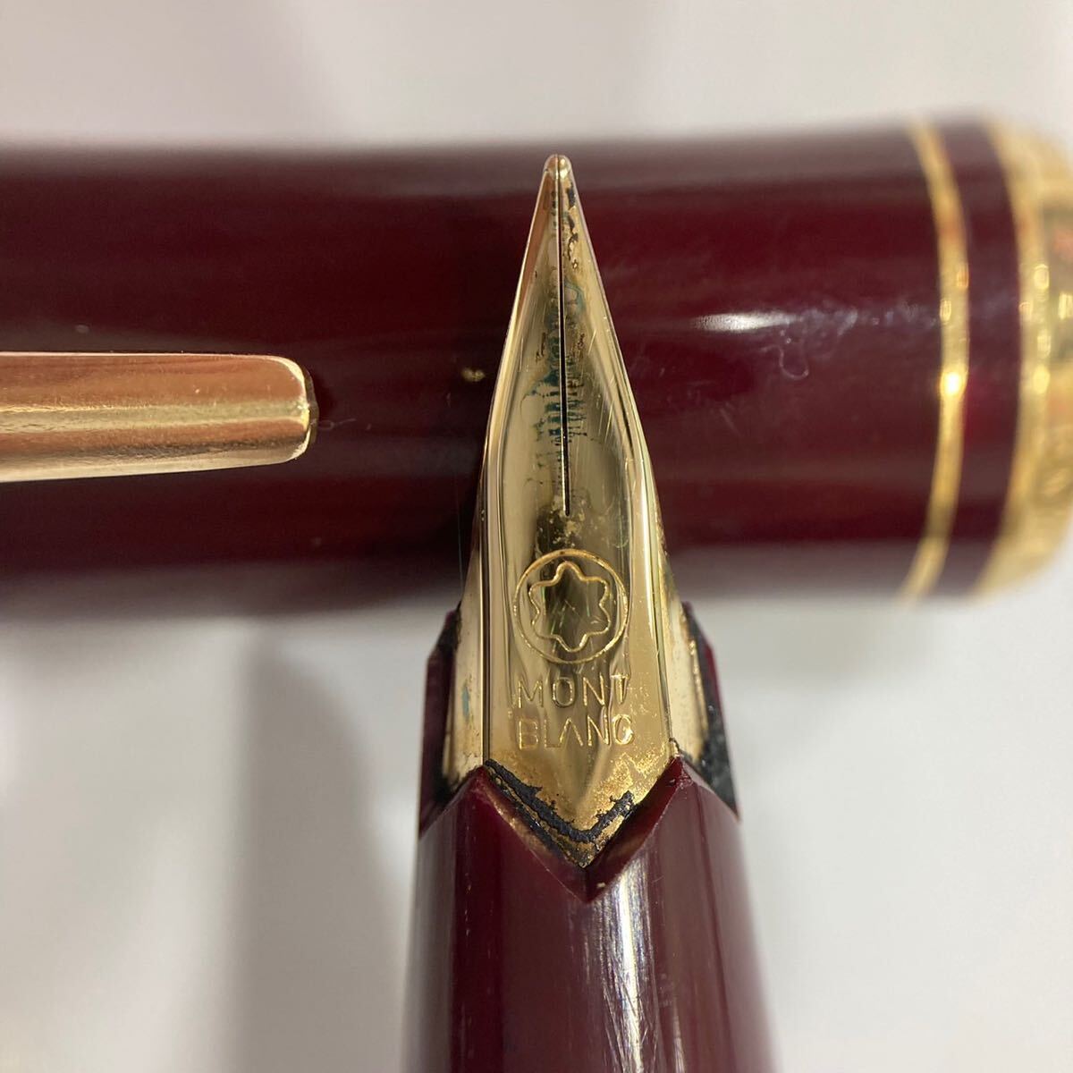 1円〜 中古品 MONTBLANC モンブラン 万年筆 ボルドー ペン先 ゴールド カラー 筆記用具 文房具_画像2