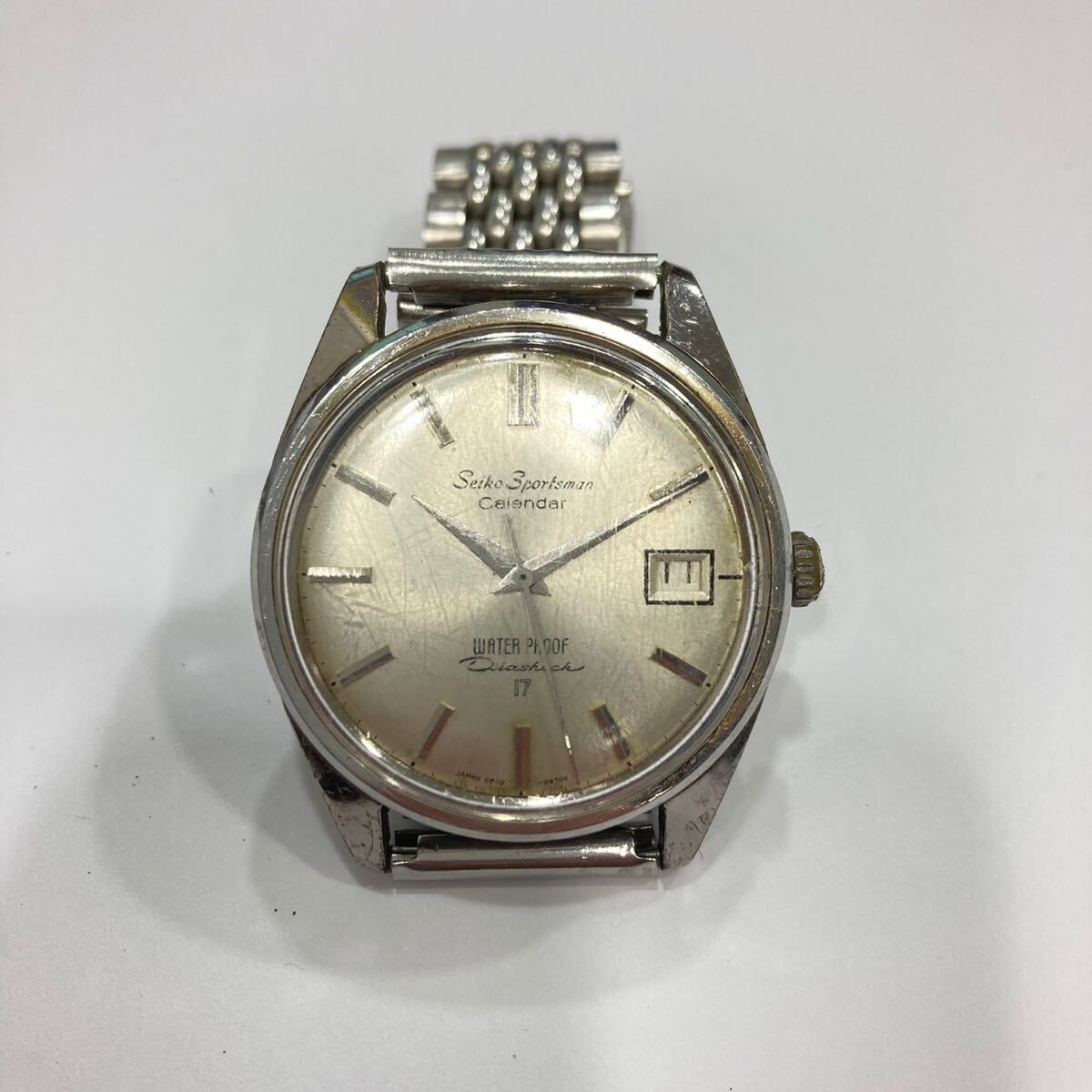 1円〜 稼働品 SEIKO Sportsman セイコー スポーツマン カレンダー 17石 手巻き メンズ 腕時計_画像1