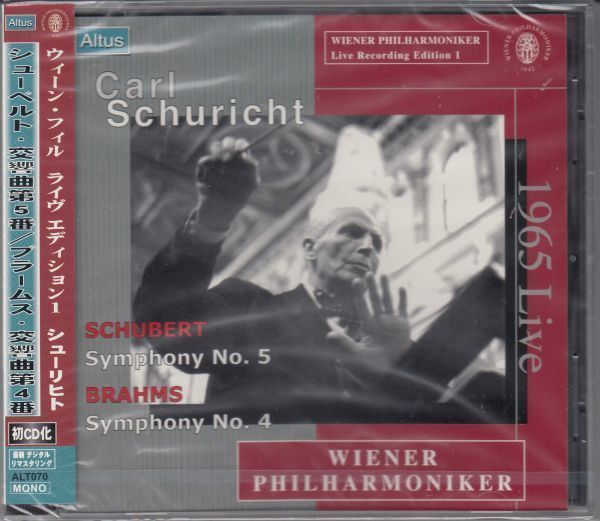 [CD/Altus]ブラームス:交響曲第4番ホ短調OP.98他/C.シューリヒト&ウィーン・フィルハーモニー管弦楽団 1965.4.24_画像1