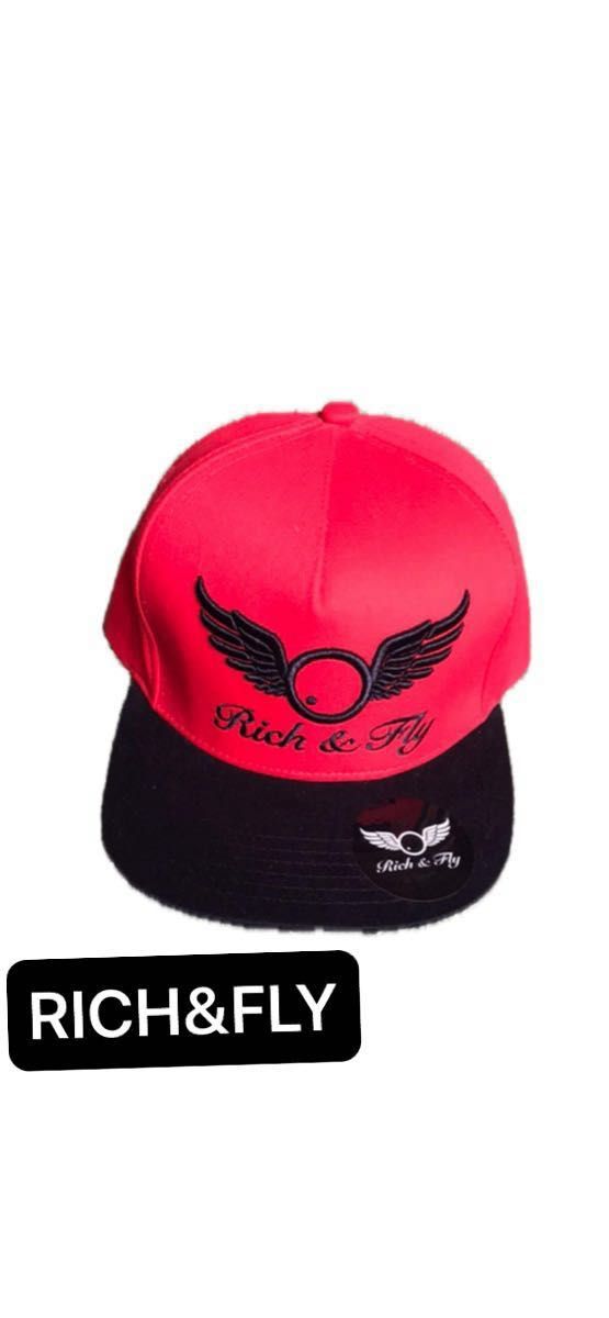 【RICH&FLY帽子】キャップ　赤×ブラック
