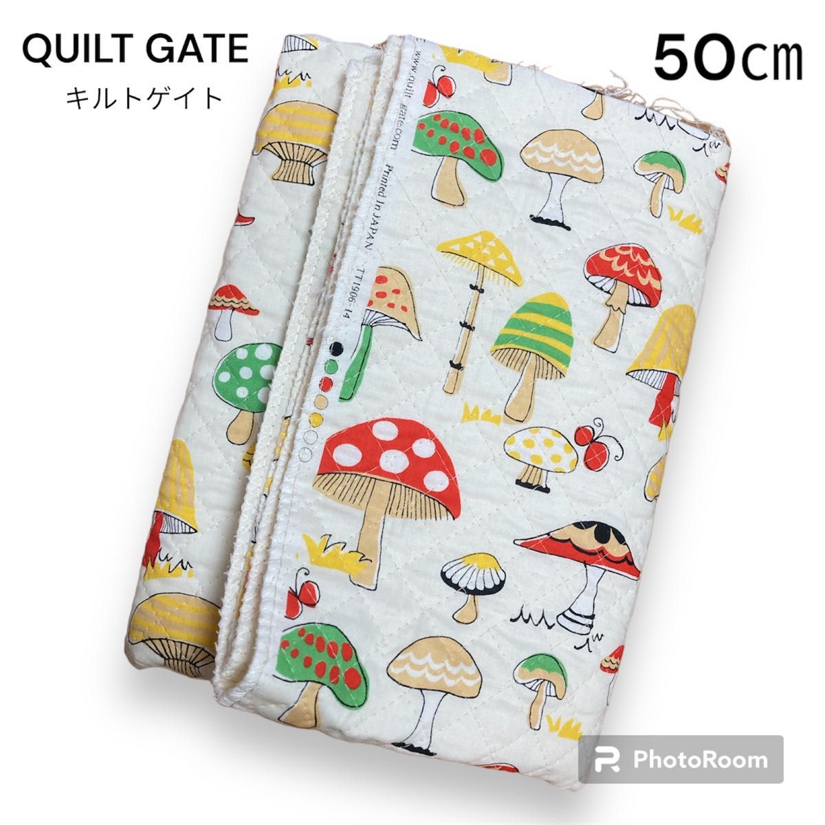 QUILT GATE  キルトゲイト　生地　キルティング　森のきのこ　キノコ　50㎝