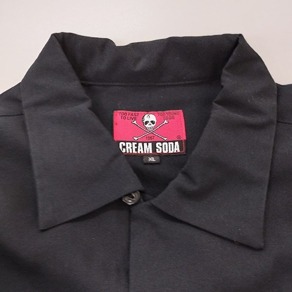 N396b [春夏][人気] CREAM SODA クリームソーダ イーグル刺繍シャツ XL ブラック 半袖 ボーリングシャツ オープンシャツ | トップス D_画像3