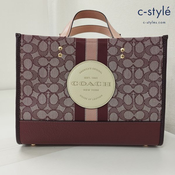 N386b [人気] COACH コーチ ショルダーバッグ レッド系 2WAY ロゴマーク 総柄 C8448 | ファッション小物 G_画像1