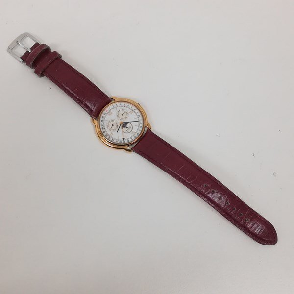 B703a [人気] HAMILTON ハミルトン トリプルカレンダー ムーンフェイズ 腕時計 ワインレッド×ゴールド | ファッション小物 Nの画像2