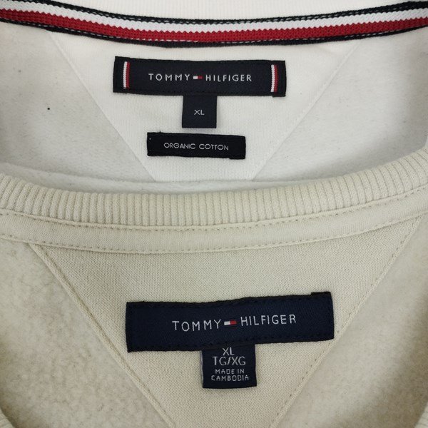 N534b [セット] TOMMYHILFIGER トミーヒルフィガー トレーナー XL ベージュ系 ホワイト 袖ロゴ | トップス N_画像3