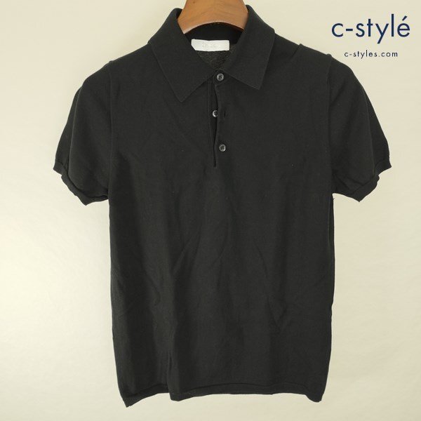 E668a [春夏][人気] Cruciani クルチアーニ 半袖ポロシャツ 44 ブラック 綿100% イタリア製 | トップス Nの画像1