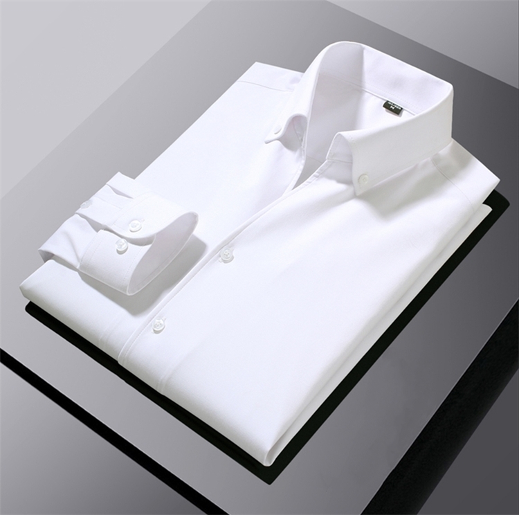 C0490-L新品■綿混 メンズ 高級感 トップス 長袖 シャツ ドレスシャツ ワイシャツ 無地 ビジネス シャツ おしゃれ 20代 30代/ホワイトの画像1