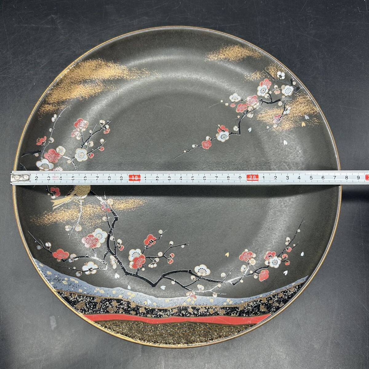 清州造 有田焼 鳥と花々の金彩 友禅花鳥 陶器 陶磁器 大皿 中皿 絵違い食器 和食器 Z26の画像5