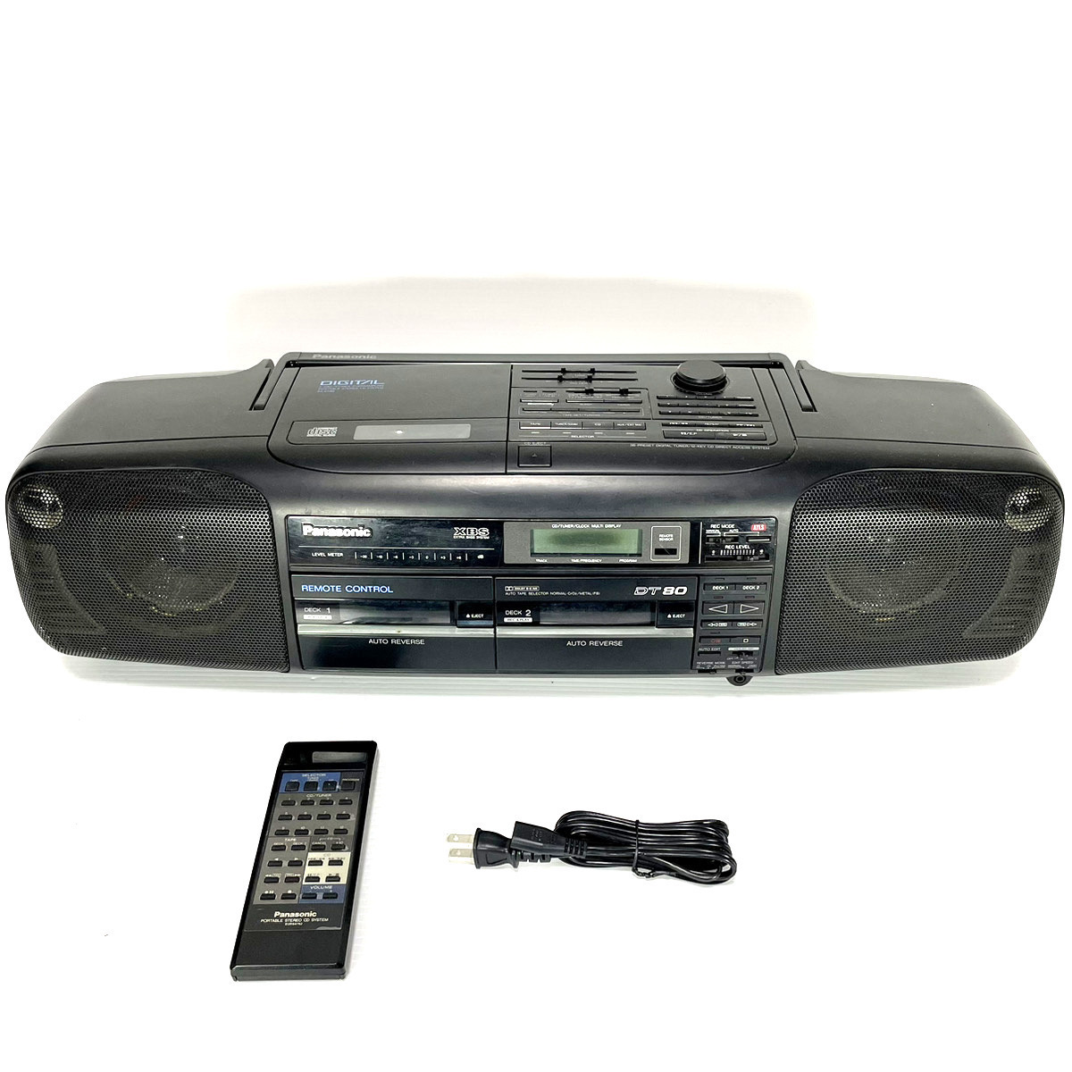 【純正リモコン付/動作美品】Panasonic パナソニック RX-DT80 EUR64762 バブルラジカセ CD ラジオ カセット Tape AM FM RX-DT70 兄弟機の画像1