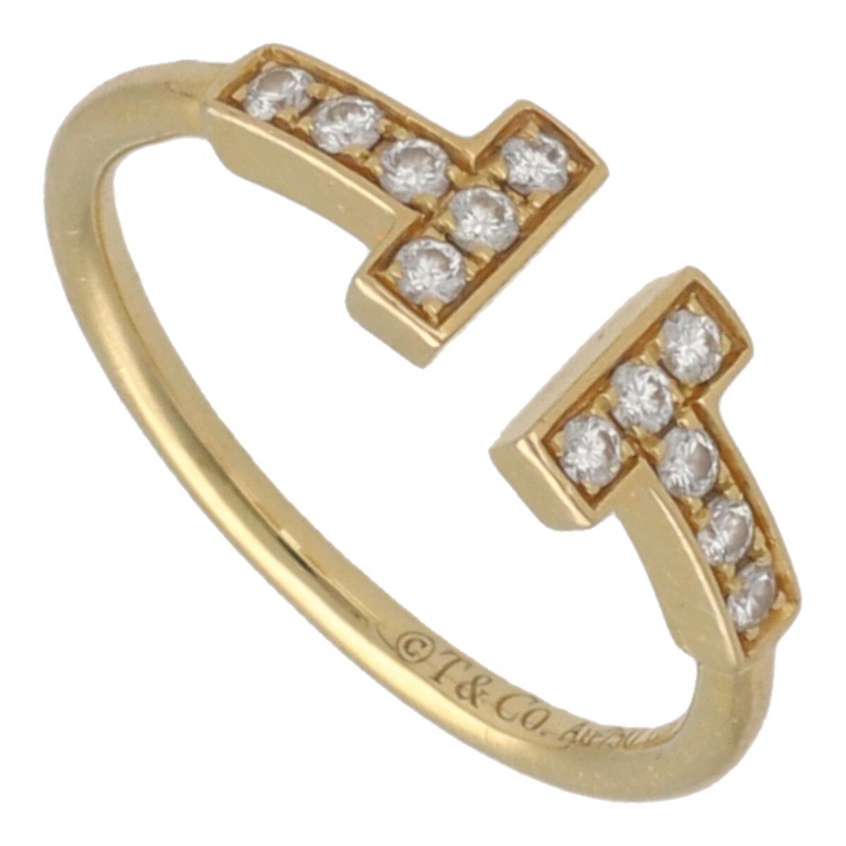 【中古】 Tiffany＆Co. ティファニー Tワイヤー リング 8.5号 60147091 K18YG ダイヤモンド 指輪 24007163 RS