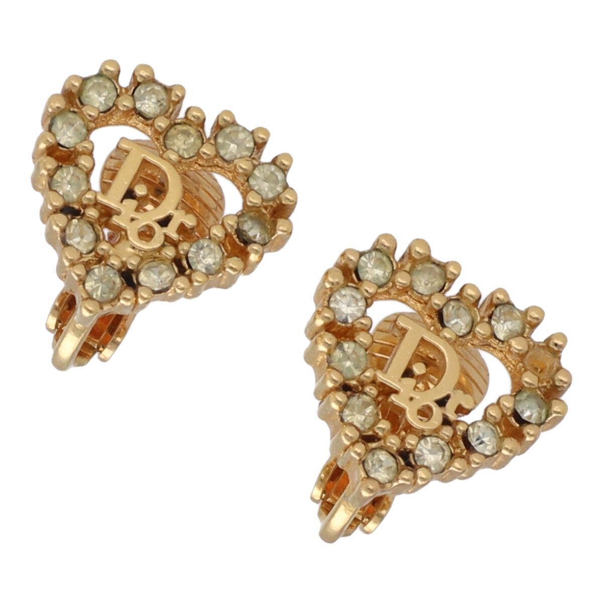 【中古】 Christian Dior クリスチャン・ディオール イヤリング ハート ロゴ イヤリング ラインストーン 23029106 YM