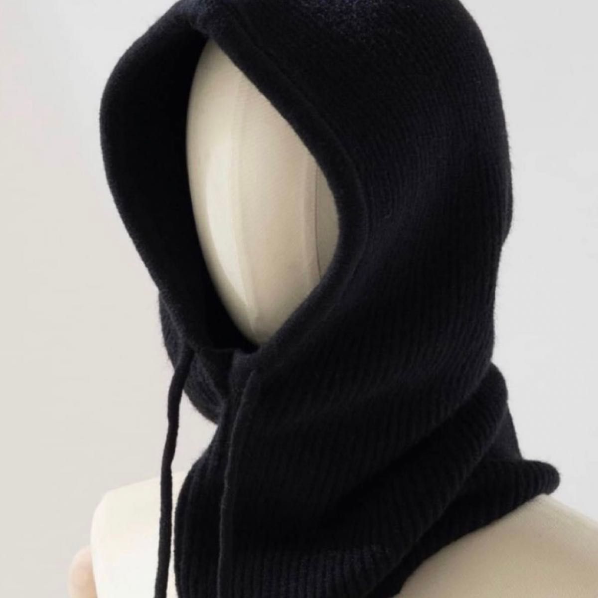 【ブラック】バラクラバ フード 帽子 韓国 流行り ニット ニット帽 防寒 ネックウォーマー ブラック  マフラー 冬 2way 