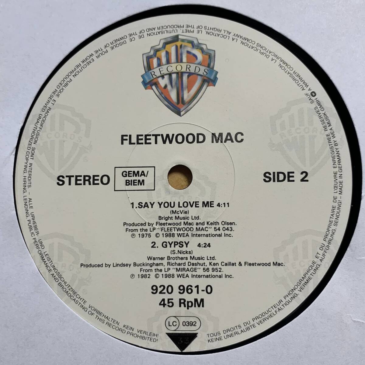 ◆ Fleetwood Mac - Gypsy ◆12inch ドイツ盤 DISCOヒット!!の画像3