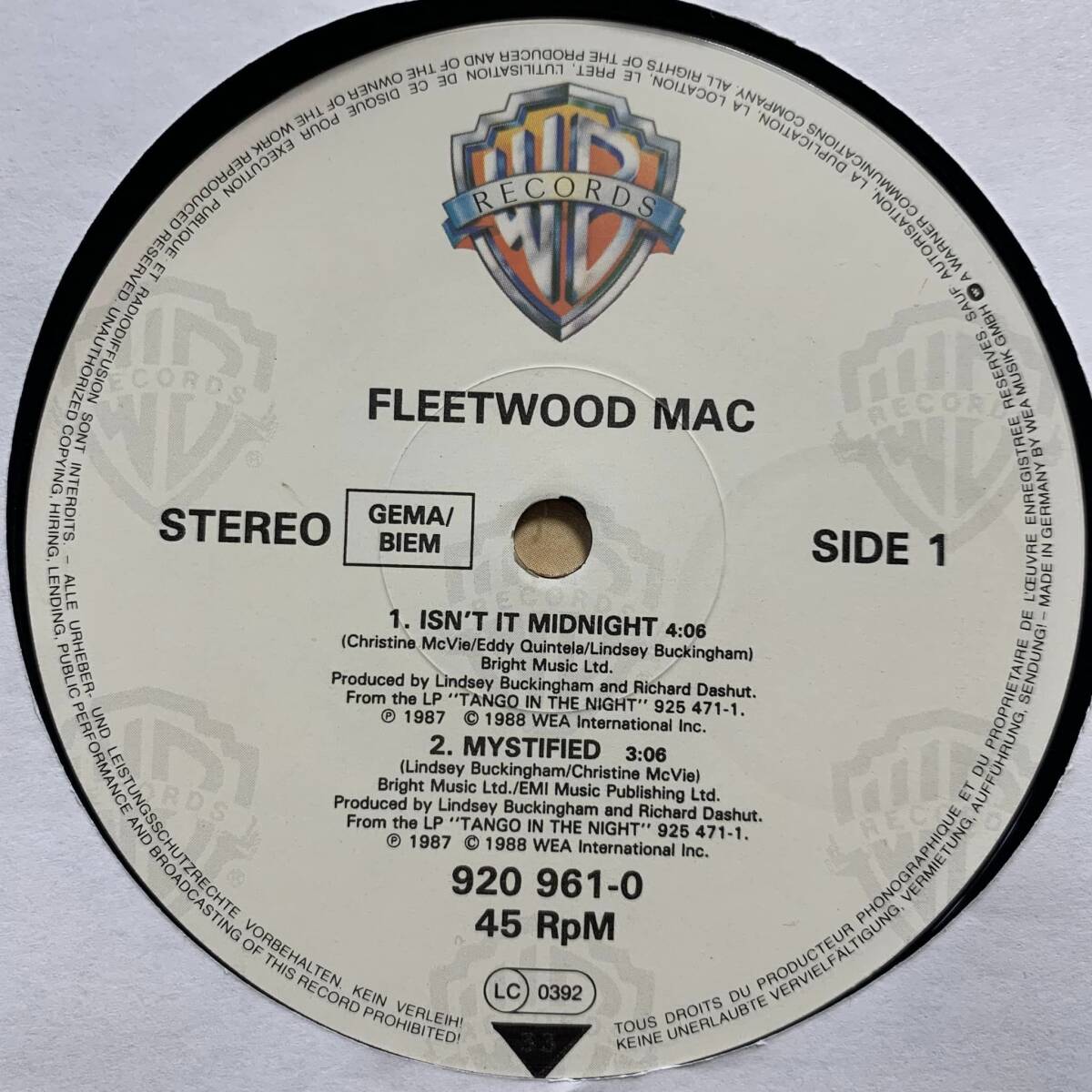 ◆ Fleetwood Mac - Gypsy ◆12inch ドイツ盤 DISCOヒット!!の画像4