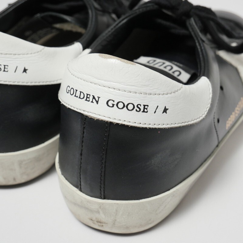 GP4623■GOLDEN GOOSE*ゴールデン グース デラックス ブランド スーパースター ロートップ スニーカー*レザー*本革*ブラック系*40_画像7