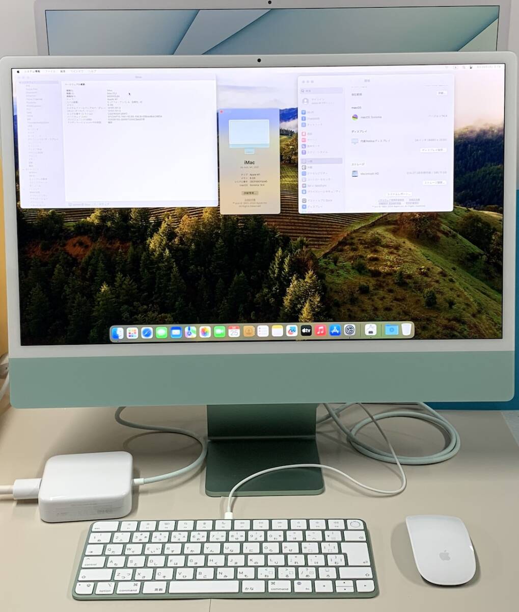 ★美品 Apple iMac 24インチ Retina 4.5Kディスプレイ AppleCare+あり M1チップ 8GB 256GB MGPH3J/A グリーン 中古 新古品 WD0571 1 の画像1