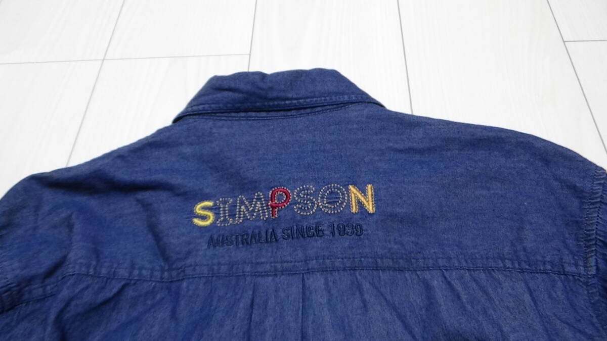 SIMPSON シンプソン M ★ロゴＳ 犬 刺繍 長袖 シャツ デニム メンズ トップス_画像7