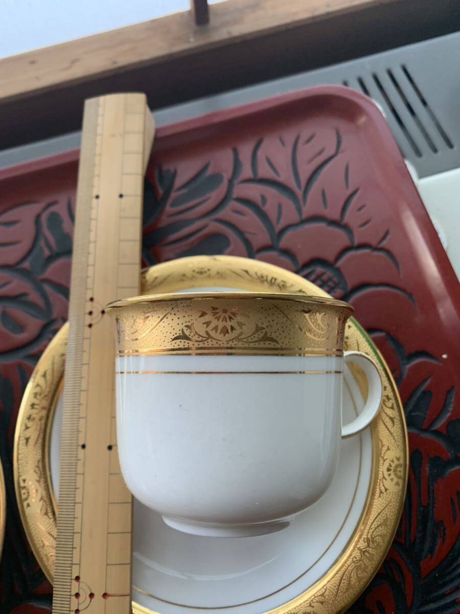 カップソーサー2客セット、金彩、コーヒーカップティーカップ 洋食器 ペア カップ、_画像3