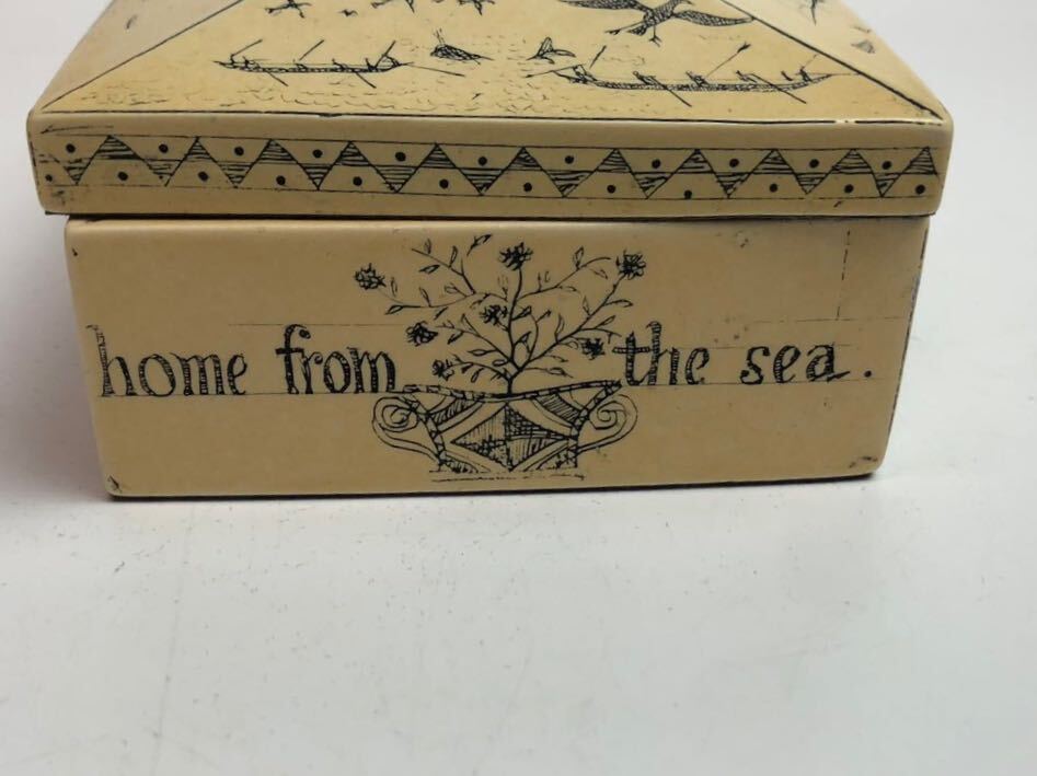 ヴィンテージ 工芸品 BEATRICE BOX スクリムショウ Scrimshaw スクリムショー トリンケットボックス 小物入れ_画像3