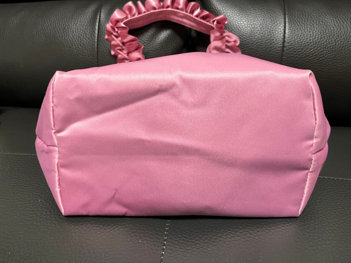 Maison de FLEUR ブランドロゴフリルハンドルトートSバッグ　ピンク トートバッグ ランチバッグ ハンドバッグ