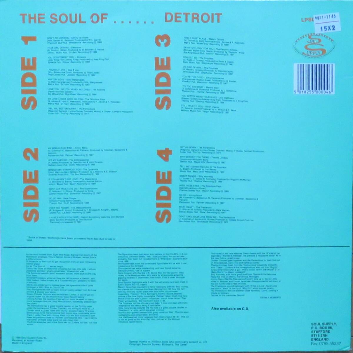 V．A．／THE　SOUL　OF　DETROIT（SOUL　SUPPLY　136）　UK盤_画像2