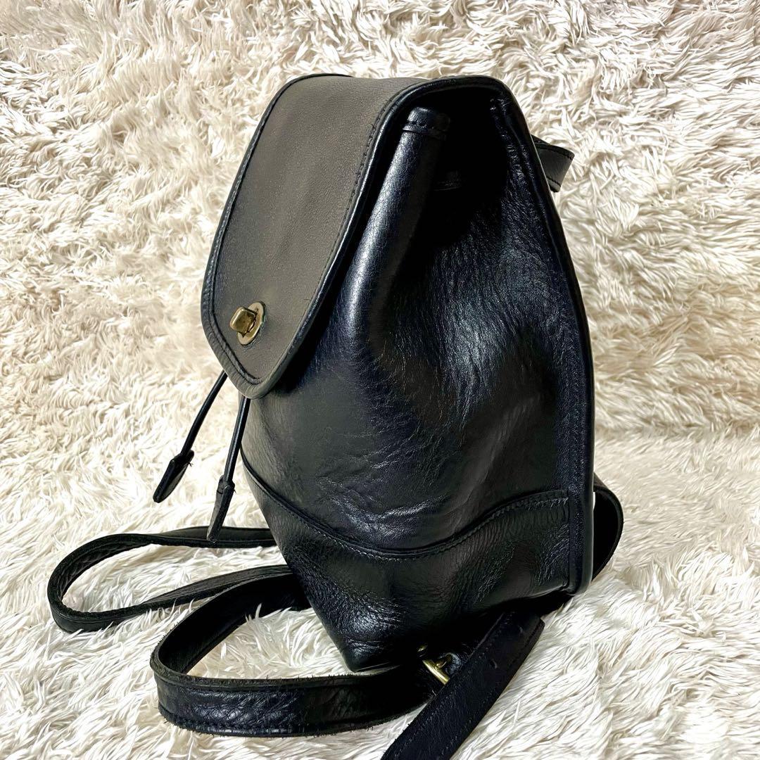 【COACH/コーチ/極美品】ミニリュック 【ブラック/ゴールド金具/ターンロック/レディース/9960/オールドコーチ/オールレザー/革】_画像6