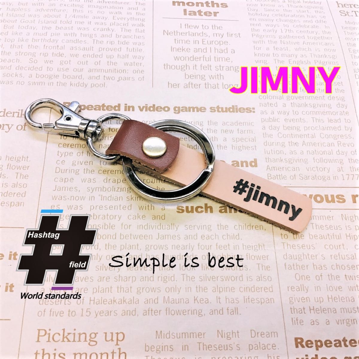 #jimny 本革ハンドメイド ハッシュタグキーホルダー ジムニー スズキ 四駆