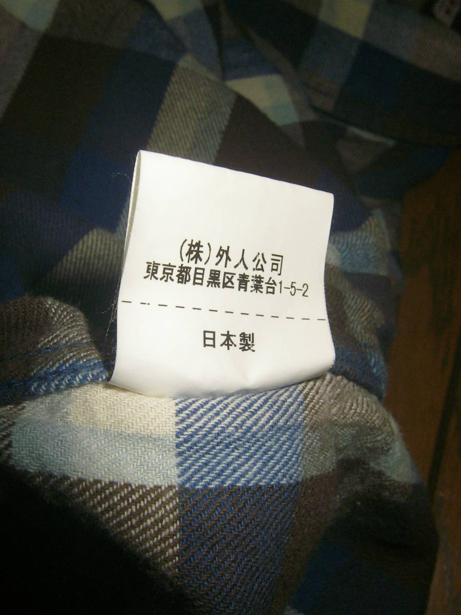 ガイジンメイド 外人公司 茶青 チェック ワークシャツ ネルシャツ M シャツ 日本製 ( ハリウッドランチマーケット ブルーブルー 聖林公司の画像6