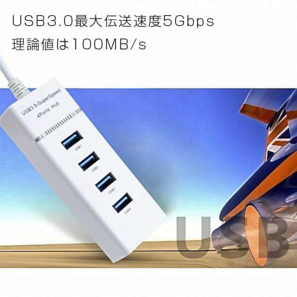USBハブ 3.0 4ポート 5Gbps高速 USB拡張 白_画像2