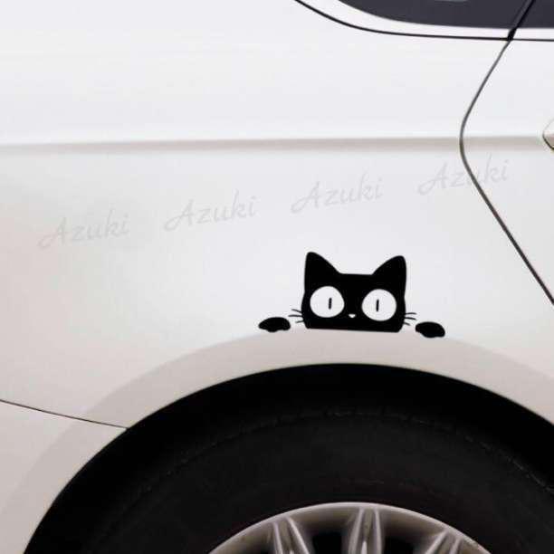 猫 ステッカー 車 窓ガラス カーステッカー 防水 黒猫 6.5×14cm_画像4