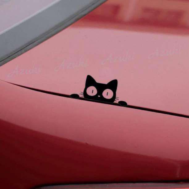 猫 ステッカー 車 窓ガラス カーステッカー 防水 黒猫 6.5×14cm_画像6
